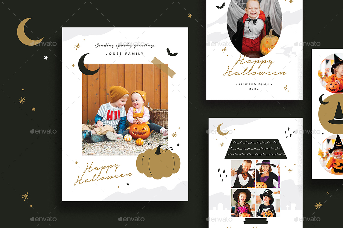 Simple Elegant Halloween Photo Card, Print Templates GraphicRiver